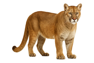 Obraz premium Wild Cougar Standing Isolated on a Transparent Background