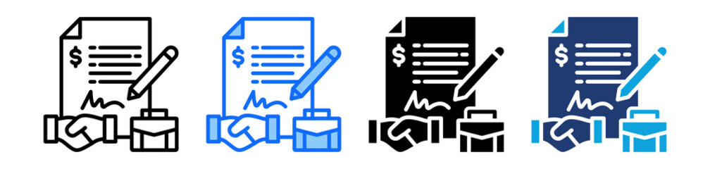 Business Contract Icon Set Multi Style Vector Illustration