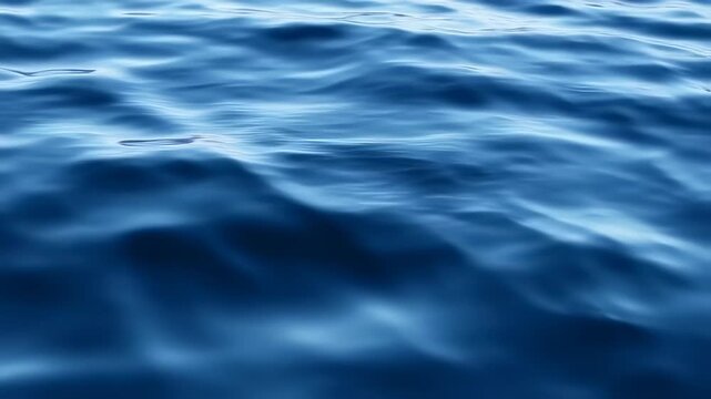 A close-up of blue water with gentle waves and reflections, creating a calm and serene feel