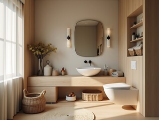 Contemporary Multi-Functional Bathroom with Natural Textures