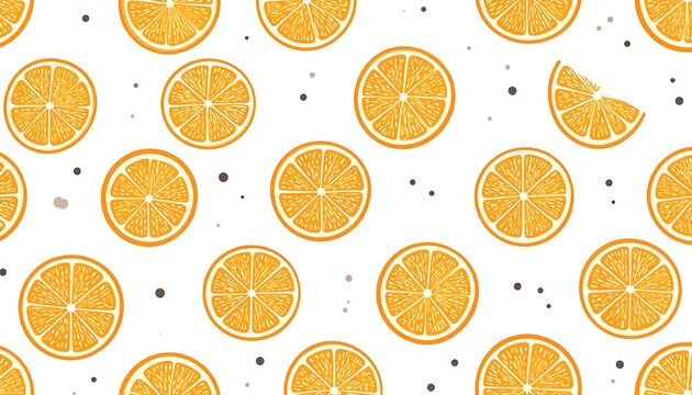 Sliced orange pattern on a white background with random small grey dots throughout the design - Powered by Adobe