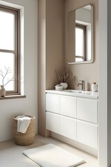 Scandinavian-Style Bathroom with Smart Storage and Matte Finish