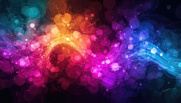 Vibrant background of bright colored dynamic lights, ideal for editorial header background