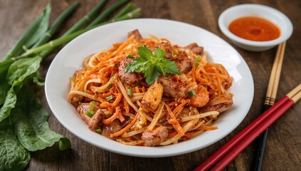 Grilled pork and papaya salad, a nutritious low-calorie option, ideal for health-conscious individuals