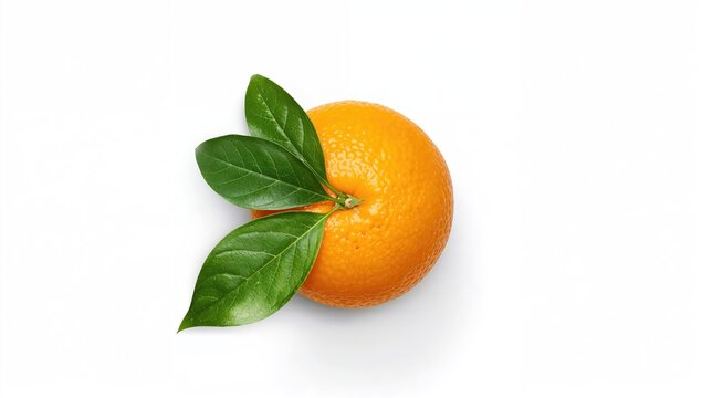 Citrus fruit in vibrant orange hue, featuring green leaves against a white background, rich in vitamin C benefits