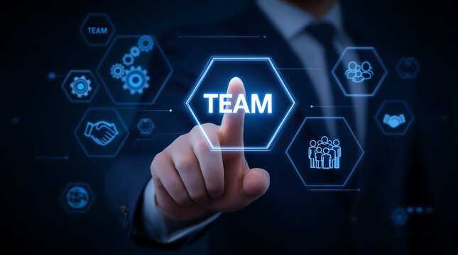 Teamwork collaboration business strategy management concept digital technology and innovation solutions