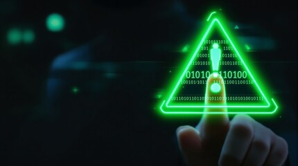 Cyber security threat detection digital warning system alert binary code security breach vulnerability scan