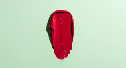 Red Lipstick Smear on Light Green Background