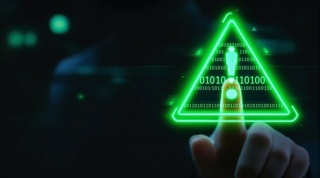 Cyber security threat detection digital warning system alert binary code security breach vulnerability scan