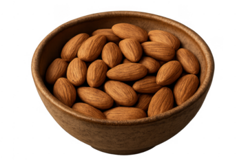 Almonds filling bowl representing healthy snacking and nutrition