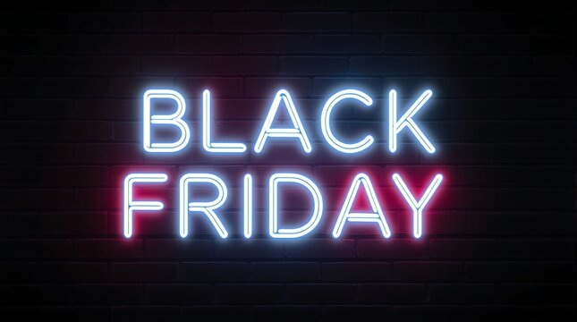 Black friday deals sale neon sign advertising promotion shopping discount event retail offers holiday 2024
