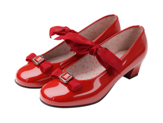 Elegant red female shoes walking confidently through streets