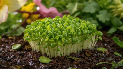 Naklejka premium Green seedling grains, a fiber-dense choice for healthy meals