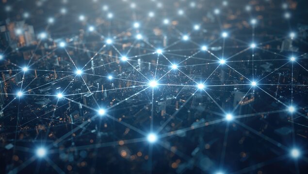 Urban landscape featuring modern infrastructure, emphasizing connectivity and technology integration