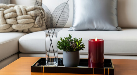 Stylish Coffee Table Decor in Cozy Living Room