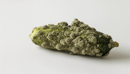 Cucumber with Mold Growth on a White Surface