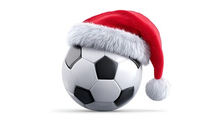 illustration Santa Claus hat with soccer ball isolated on white background 