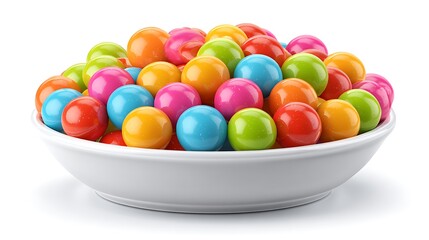 illustration of colorful gumballs in a bowl isolated on white background