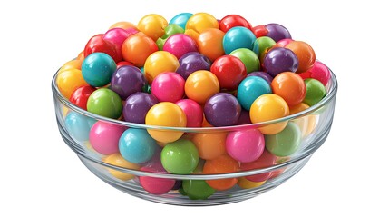 illustration of colorful gumballs in a bowl isolated on white background 