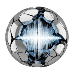 Cracked Metallic Sphere Revealing Sound Wave Visualization with Light Streaks on Background isolated on a transparent background