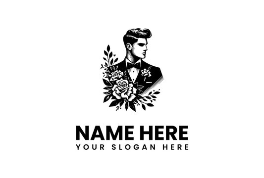 Elegant Gentleman with Roses Logo Design for a Sophisticated Brand - Powered by Adobe