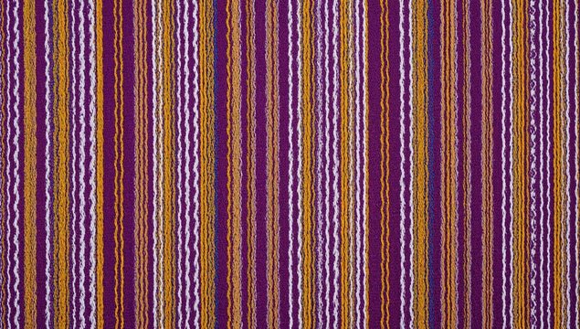 Detailed macro shot of ulos cloth featuring traditional ethnic weaving, showcasing vibrant line patterns and colors, cultural heritage focus