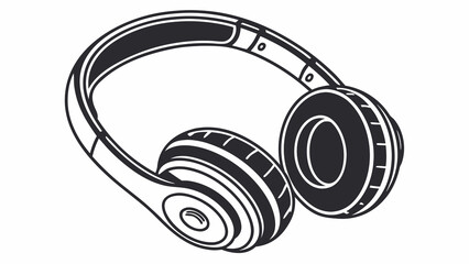 Audio Bliss: A minimalist illustration of sleek, over-ear headphones, a symbol of immersive audio experience, perfect for music lovers and audiophiles. 