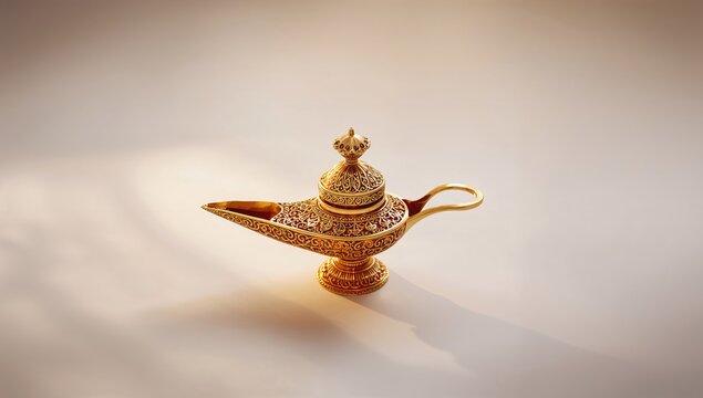 Aladdin's wish lamp for Ramadan on a white background, cultural significance