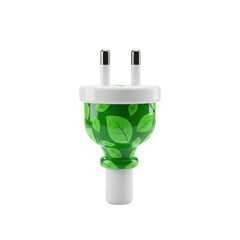 Electrical Plug with Green Leaves Pattern Symbolizing Eco- Friendly Energy on a Background Keywords: electrical plug, power plug, energy, electricity isolated on a transparent background