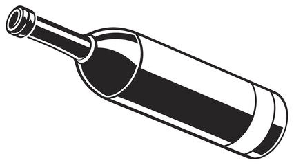 Wine Bottle Illustration: A sleek, monochrome illustration of an elegantly shaped wine bottle, hinting at the refined enjoyment of fine beverages.