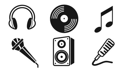 Melody Icons: A collection of meticulously crafted, iconic illustrations representing the essence of music, each line and curve speaking to the universal language of rhythm and sound. 