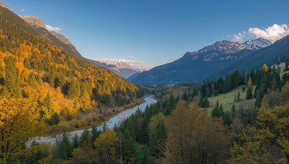 Logarska Dolina landscape view, showcasing seasonal change
