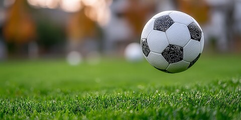 Dynamic Soccer Action on Lush Green Grass, White Ball in Play, Capturing the Spirit of the Game