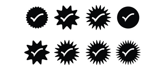 set of verified badge icon, Instagram verified badge icon, twitter badge icon, vector stickers, label icon.