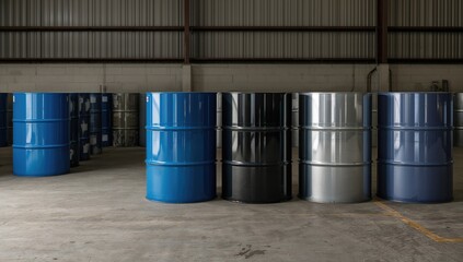 Warehouse petroleum products, organized storage of liquid barrels, safety compliance
