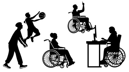 Silhouette of Inclusive Empowerment: Black silhouette images showcase individuals with various abilities.