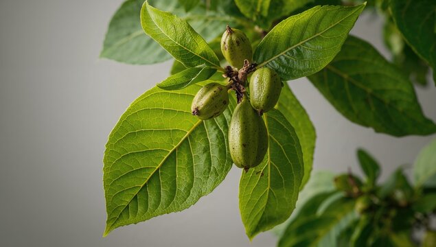 Chinese apple and Indian plum seeds and leaves from the Idara ziziphus mauritiana plant, highlighting natural ingredients