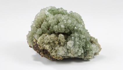 Close-up view of Macro mineral stone Fuchsite on a white backdrop, showcasing unique textures and patterns
