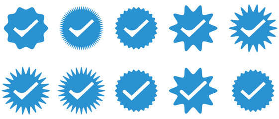 set of verified badge icon, Instagram verified badge icon, twitter badge icon, vector stickers, label icon.