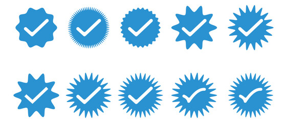 set of verified badge icon, Instagram verified badge icon, twitter badge icon, vector stickers, label icon.