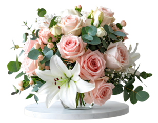 with Roses and Eucalyptus, Transparent Background.