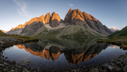 Majestic Vestrahorn mountains ascend dramatically, reflected in the serene bay waters, preservation