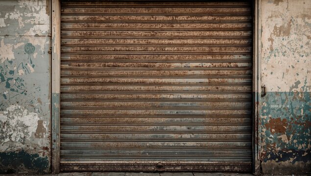 Vintage metal rolling door texture