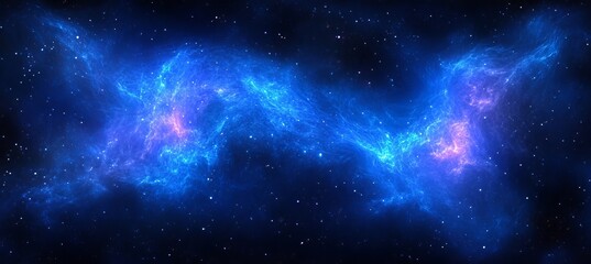 Fototapeta premium Ethereal Blue Nebula Symphony Abstract Space Art with Swirling Galaxies and Cosmic Wonders