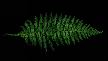 Naklejka premium Wild fern leaves from a tropical plant set against a black backdrop, suitable for editorial header background