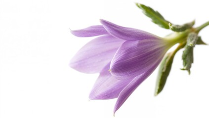 Naklejka premium Close-up shot of a violet bloom against a plain white backdrop