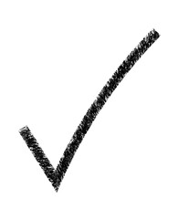 Hand drawn check mark a simple symbol of approval and confirmation in black color