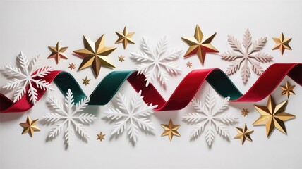 Elegant Christmas Snowflakes and Festive Ribbon Holiday Decoration