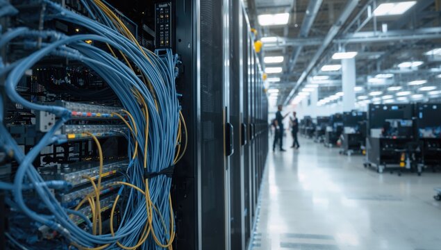Fiber cables connecting data center, efficiency
