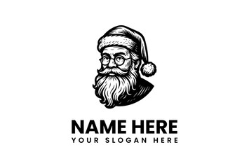 Classic Santa Claus Logo Design for Festive Branding, Vintage Style, Editable Template